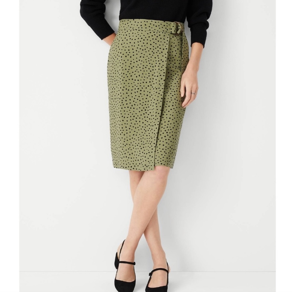 Ann Taylor Spotted Wrap Pencil Skirt